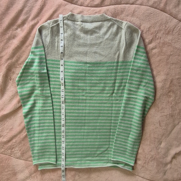 Green and Gray Striped Women's Sweater - Picture 4 of 6